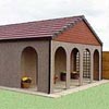 Extensions - Arched Veranda Extension:
Adding this attractive arched extension to your concrete garage provides a sheltered place for outdoor living and makes your concrete garage the focal point of your garden.